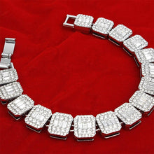 Load image into Gallery viewer, PinktownUSA - Chain Bracelet Iced Silver Square Halo Baguette: Clear / Rhodium / 8.2 inches
