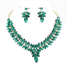 Load image into Gallery viewer, Diacly - Floral Leaves Crystal Casting Necklace set.: Silver-Fuchsia
