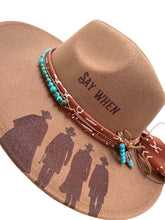 Load image into Gallery viewer, Wild Indigo - Say When Tombstone Western Cowboy Burned Hat Custom Hat: Blush / Vegan Suede Rancher
