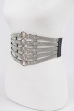 Load image into Gallery viewer, 3AM BY H&amp;D ACCESSORIES - Wide Rhinestone Waist Belt: Black Clear
