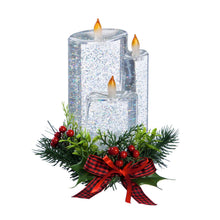 Load image into Gallery viewer, Evergreen Enterprises - 8" LED Spinning Water Candle with Artificial and Bow
