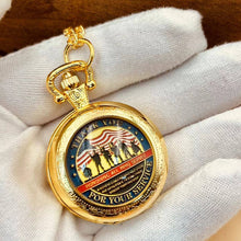 Load image into Gallery viewer, WoodWristCo - 'Thank You for Your Service' Stars and Stripes Tribute Pocket Watch
