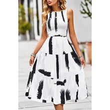Load image into Gallery viewer, Supreme Fashion - Floral Print Cut Out Ruched Fit Sleeveless Ruffle Dress: L / BLACK
