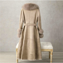 Load image into Gallery viewer, Productseeker - CT074Y Elegant Mid-Length Faux Fur Coat with Fox Fur Collar: Black / English / S

