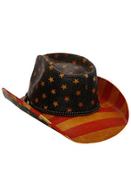 Load image into Gallery viewer, Cap Zone - Braided Belt Rustic American Flag Straw Cowboy Hat: Tan
