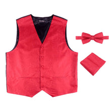 Load image into Gallery viewer, Selini New York - 6-Pack Men's Waves Pattern Polyester Vests, bowtie, hanky: Silver
