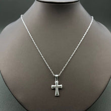 Load image into Gallery viewer, Mio Queena - 18K Gold Plated Stainless Steel Cross Charm Necklace - FGS: Black
