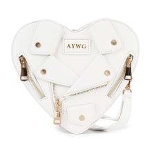 Load image into Gallery viewer, Handbag Express - Heart Shape Biker Jacket Petite Shoulder Bag: Khaki
