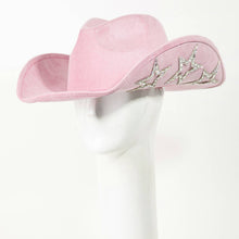 Load image into Gallery viewer, Collections by Fame Accessories - Studded Rhinestone Star Western Cowboy Hat: PU
