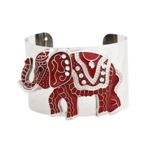 Load image into Gallery viewer, PinktownUSA - Bracelet DST Red Elephant Tribal Cuff for Women: Red / Rhodium / Adjustable
