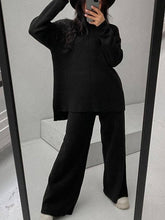 Load image into Gallery viewer, ShieldChic - Loose Solid Color High-Neck Sweater Tops&amp;Pants Suits: GREEN / M
