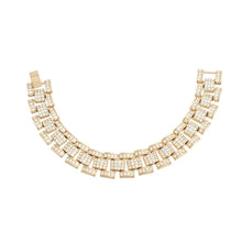 Load image into Gallery viewer, PinktownUSA - Iced Gold Watch Band Chain Bracelet: Clear / Gold / 8 inches

