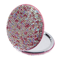 Load image into Gallery viewer, Chic Couture Inc - Circle Ceramic Rhinestone Folding Makeup Mirror M0449: Blue
