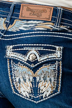 Load image into Gallery viewer, Denim Zone U.S.A. - WB-31 STRETCHY MINI-BOOT WOMEN'S BLING JEANS WESTFIELD EAGLE: 5 / DARK BLUE
