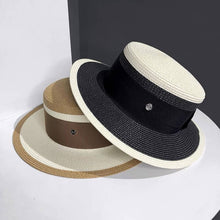 Load image into Gallery viewer, ACCITY - Designer fashion flat top straw hat for women_CWAH3438: White / (M) 1
