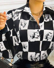 Load image into Gallery viewer, Queen Fashion - Chic office wear, graphic blouse with marilyn print: BLACK / 1-1-1-1 / S-M-L-XL
