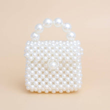 Load image into Gallery viewer, PinktownUSA - Micro Top Handle Cream Pearl Woven Handmade Bag: Cream / Pearl / 4.25 x 2.75 x 4 inches
