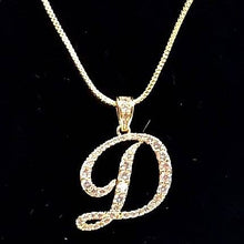 Load image into Gallery viewer, Diacly - Cursive Initial Alphabet Letter Monogram CZ Pendant Small-Gold: W
