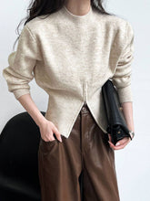 Load image into Gallery viewer, VividLux - Crew Neck Pullover Zipper Design Short Sweater: Grey / One size
