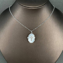 Load image into Gallery viewer, Mio Queena - Shell inlaid Cross Style Locket Charm Necklace: Golden
