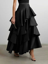 Load image into Gallery viewer, FurDecoration - Chic A-Line High-Waisted Ruffle Solid Color Skirt: BLACK / XL
