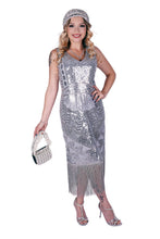 Load image into Gallery viewer, Western Fashion - 2499 - Flapper Dress-Silver: SIL / S
