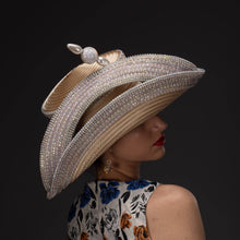 Load image into Gallery viewer, KaKyCo - AJ786Y Extended Off Face Mad Hatter Edges Coved Rhinestone: White
