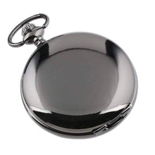 Load image into Gallery viewer, WoodWristCo - Retro Black Fashion Silver Smooth Steampunk Pocket Watch
