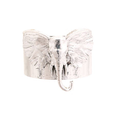 Load image into Gallery viewer, PinktownUSA - Burnished Silver Elephant Head Cuff: Color: Silver / Plating: Burnished Silver / Size: Adjustable
