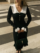 Load image into Gallery viewer, Rosa Clothing - Vintage Ruffled Panelled Sweater Dress: White / L
