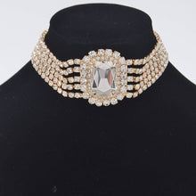 Load image into Gallery viewer, 3AM BY H&amp;D ACCESSORIES - Rhinestone Choker Necklace: Green
