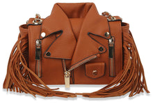 Load image into Gallery viewer, Handbag Express - Petite Fringe Motorcycle Jacket Shoulder Bag: LY120-BR
