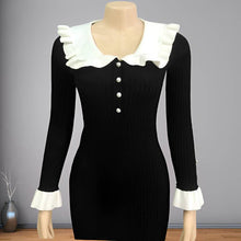 Load image into Gallery viewer, Rosa Clothing - Vintage Ruffled Panelled Sweater Dress: White / M

