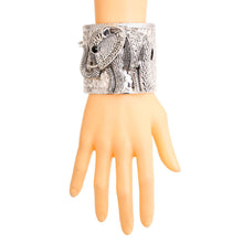 Load image into Gallery viewer, PinktownUSA - Burnished Silver Engraved Elephant Cuff: Color: Clear / Plating: Burnished Silver / Size: Adjustable
