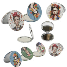 Load image into Gallery viewer, TAPA fashion - Frida Kahlo Glitter Circular Compact Makeup Mirror JM6423-29 (12PC): ASSORTED
