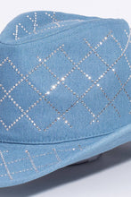 Load image into Gallery viewer, Collections by Fame Accessories - Rhinestone Mesh Pattern Denim Western Cowboy Fedora Hat: LDN
