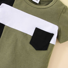 Load image into Gallery viewer, PatPat - 2pcs Baby Boy Colorblock Short-sleeve T-shirt and Shorts Set: Army green / 18-24 Months
