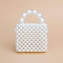 Load image into Gallery viewer, PinktownUSA - Micro Top Handle Cream Pearl Woven Handmade Bag: Cream / Pearl / 4.25 x 2.75 x 4 inches

