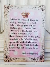 Load image into Gallery viewer, Little Heart Designs - Audrey Hepburn I Believe In Pink Magnet
