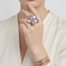 Load image into Gallery viewer, PinktownUSA - Cocktail Ring Mixed Purple Teardrop Crystal Flower: Color: Light Purple / Plating: Gold / Size: Stretch to Fit
