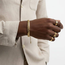 Load image into Gallery viewer, PinktownUSA - Mens 8mm Gold 18K Steel Miami Chain Bracelet: Color: Gold / Plating: Stainless Steel / Size: 6.5 + 1.5 inches
