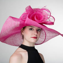 Load image into Gallery viewer, KaKyCo - Rose Veil Trim Off Face Floppy Sinamay Hats | 117145: YELLOW
