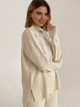 Load image into Gallery viewer, ShieldChic - Loose Solid Color High-Neck Sweater Tops&amp;Pants Suits: GREEN / M
