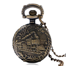 Load image into Gallery viewer, WoodWristCo - Vintage Hollow Locomotive Design Pocket Watch: Silver gold
