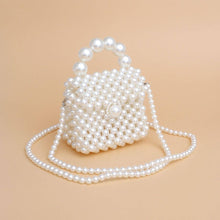 Load image into Gallery viewer, PinktownUSA - Micro Top Handle Cream Pearl Woven Handmade Bag: Cream / Pearl / 4.25 x 2.75 x 4 inches
