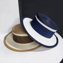 Load image into Gallery viewer, ACCITY - Designer fashion flat top straw hat for women_CWAH3438: White / (M) 1
