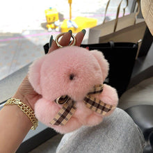 Load image into Gallery viewer, FurDecoration - Real Fur Teddy Bear Bag Charm Keychain For Car Keys: White
