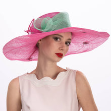 Load image into Gallery viewer, KaKyCo - 117138 Two tone  Callalily Adorned Wide Soft Sinamay Hats: Lime/Yellow
