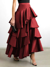 Load image into Gallery viewer, FurDecoration - Chic A-Line High-Waisted Ruffle Solid Color Skirt: NAVY BLUE / S

