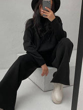 Load image into Gallery viewer, ShieldChic - Loose Solid Color High-Neck Sweater Tops&amp;Pants Suits: GREEN / M
